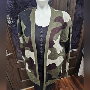 Workshop Republic Clothing Olive Green Camouflage Cardigan